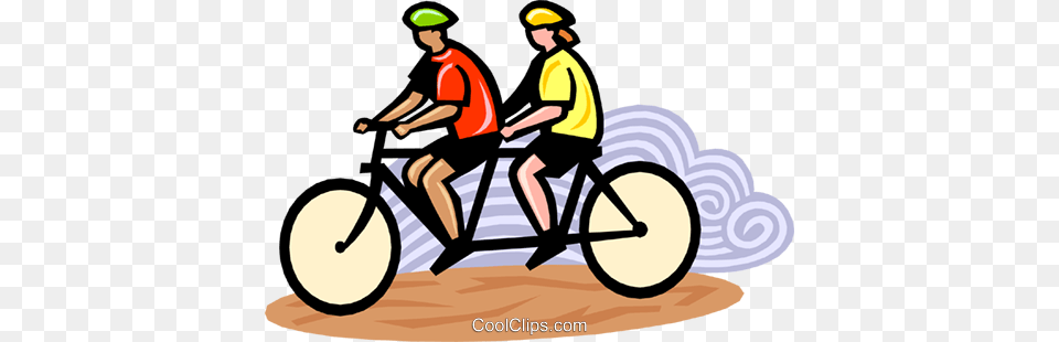 Cyclist On Tandem Bike Royalty Free Vector Clip Art Illustration, Bicycle, Vehicle, Transportation, Adult Png Image