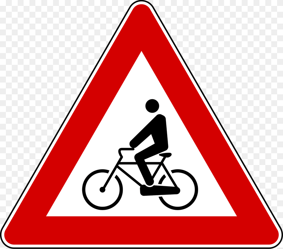 Cyclists Ahead Sign In Italy Clipart, Symbol, Wheel, Bicycle, Machine Png