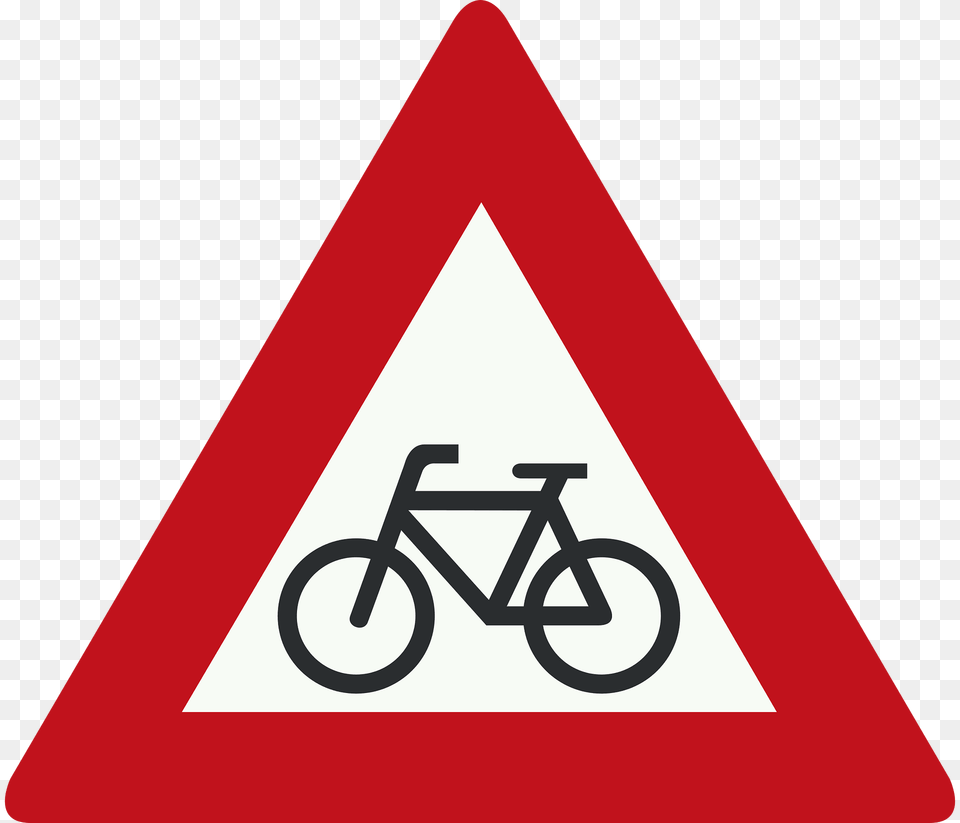 Cyclists Ahead Sign In Netherlands Clipart, Symbol, Bicycle, Road Sign, Transportation Free Png Download