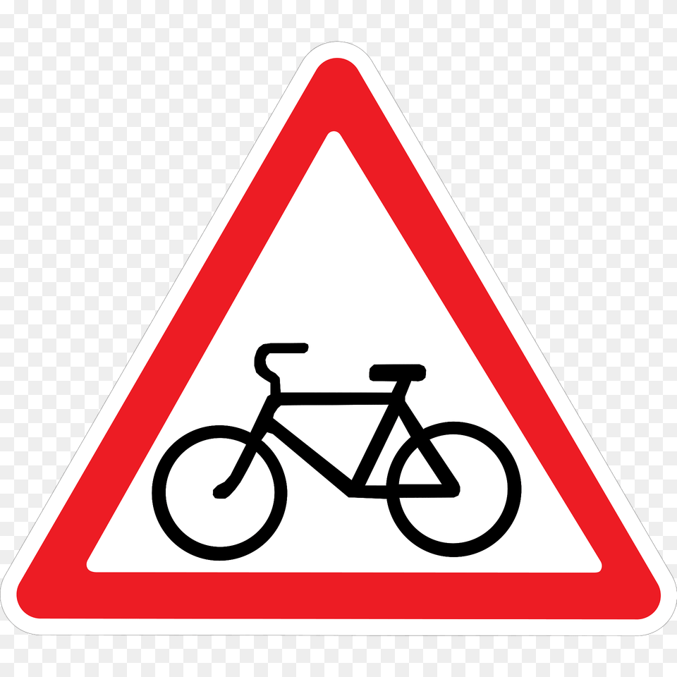 Cyclists Ahead Sign In Ukraine Clipart, Symbol, Bicycle, Transportation, Vehicle Png