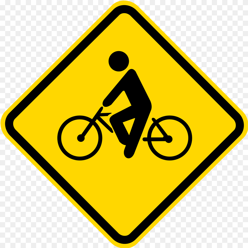 Cyclists Crossing Sign In Brazil Clipart, Symbol, Road Sign, Machine, Wheel Png