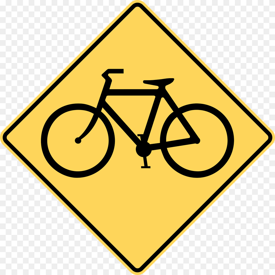 Cyclists Crossing Sign In British Columbia Clipart, Symbol, Bicycle, Transportation, Vehicle Png
