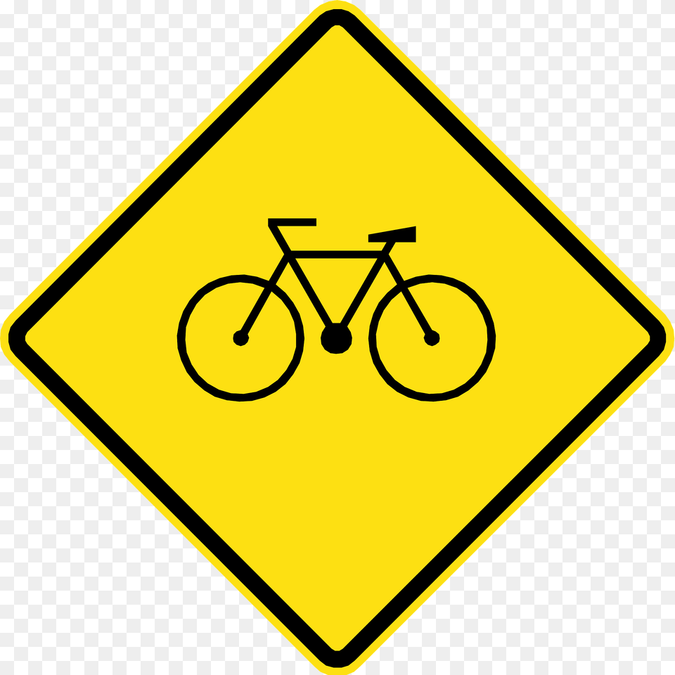 Cyclists Crossing Sign In Chile Clipart, Symbol, Bicycle, Road Sign, Transportation Png Image