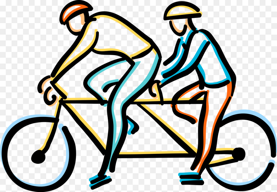 Cyclists Ride Tandem Bicycle, Tandem Bicycle, Vehicle, Transportation, Wheel Png