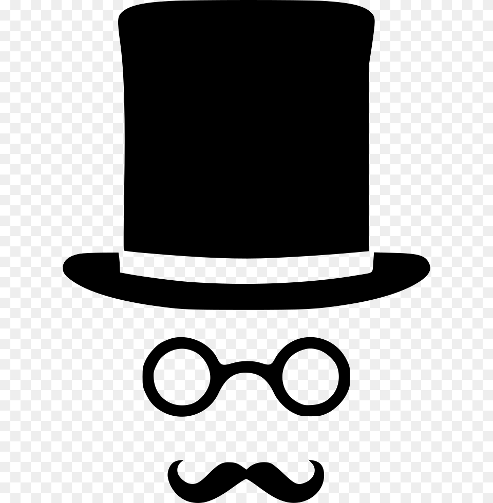 Cylinder Glasses Mustache Gentleman Mustache Hat, Clothing, Face, Head, Person Png