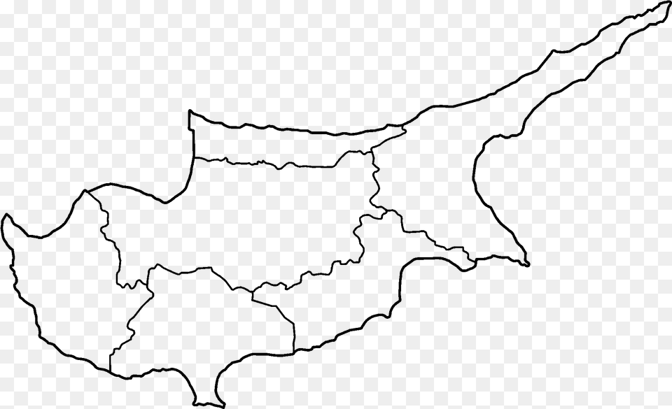 Cyprus Districts Only Blank Cyprus Black And White Map, Gray Free Transparent Png