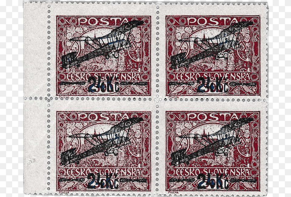 Czechoslovak Republic 1920 Airmail 24k500h Block, Postage Stamp Free Png Download