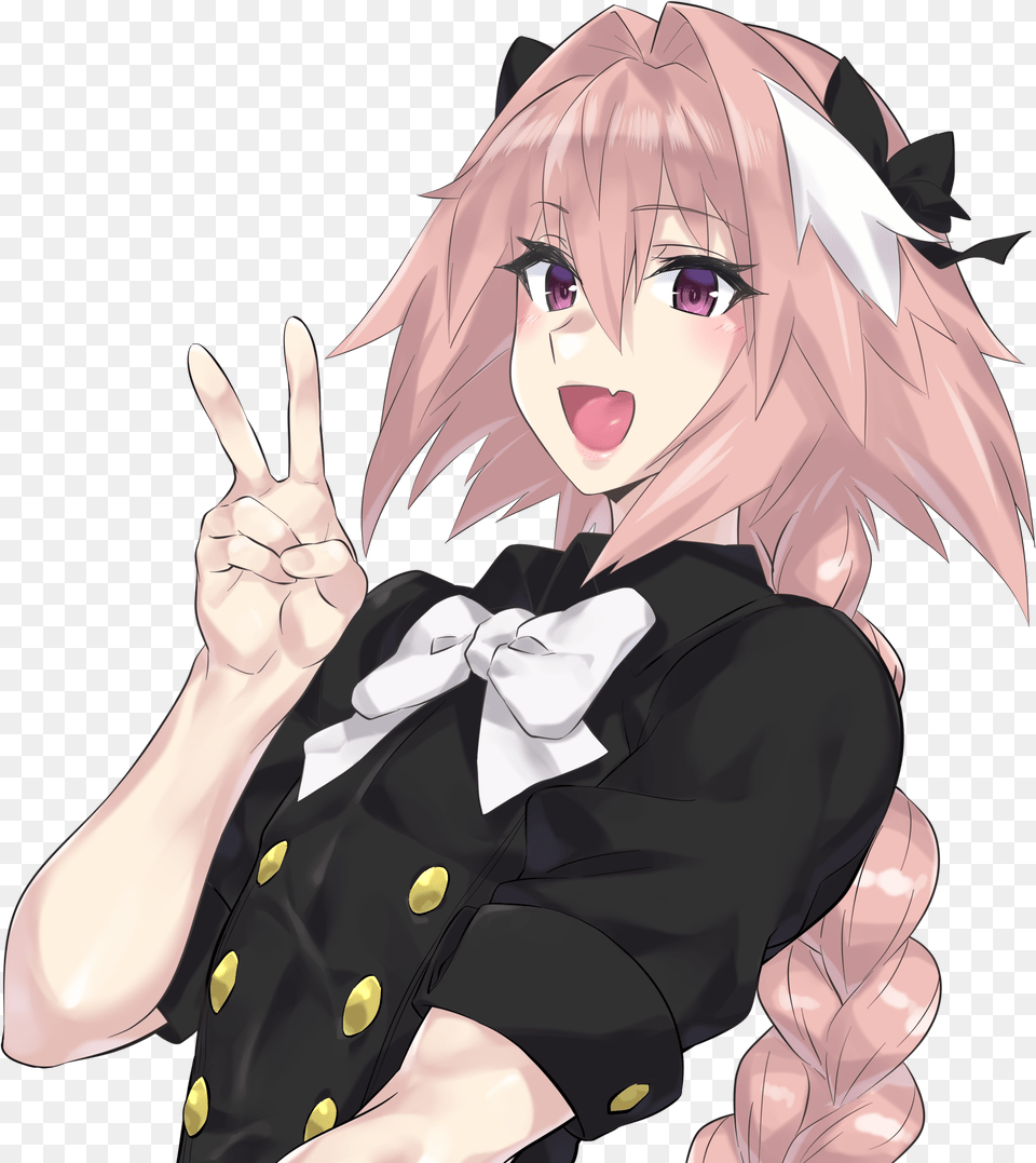 D Absurdres Astolfo Peace Sign Anime, Publication, Book, Comics, Adult Free Png Download