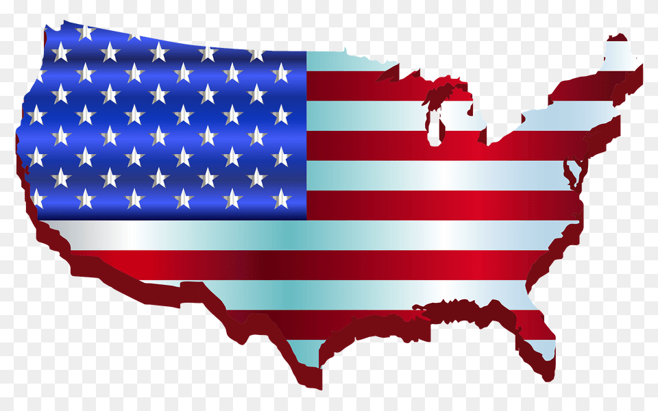 D America Map Flag Enhanced Clipart, American Flag Png Image