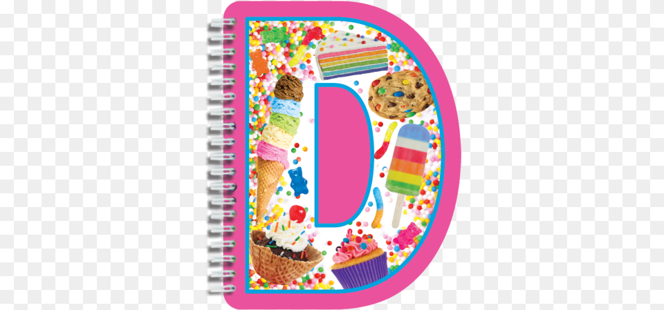 D Initial Notebook Iscream Letter D Shaped Spiral Bound Lined, Cream, Dessert, Food, Ice Cream Free Png