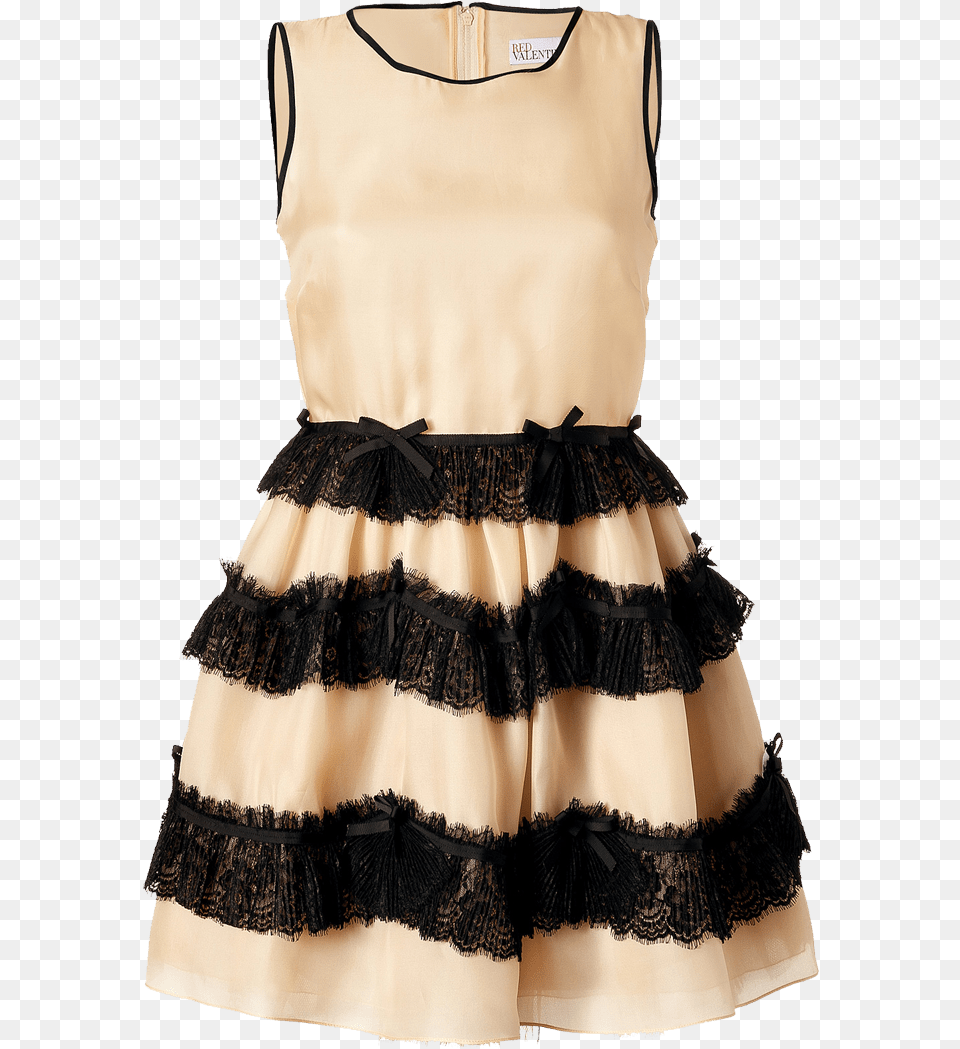 D Nude Silk Dress With Black Lace Trim Cocktail Dress, Clothing, Skirt, Blouse Free Png