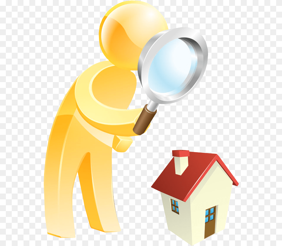 D People With A And House House Magnifying Glass, Photography Free Png