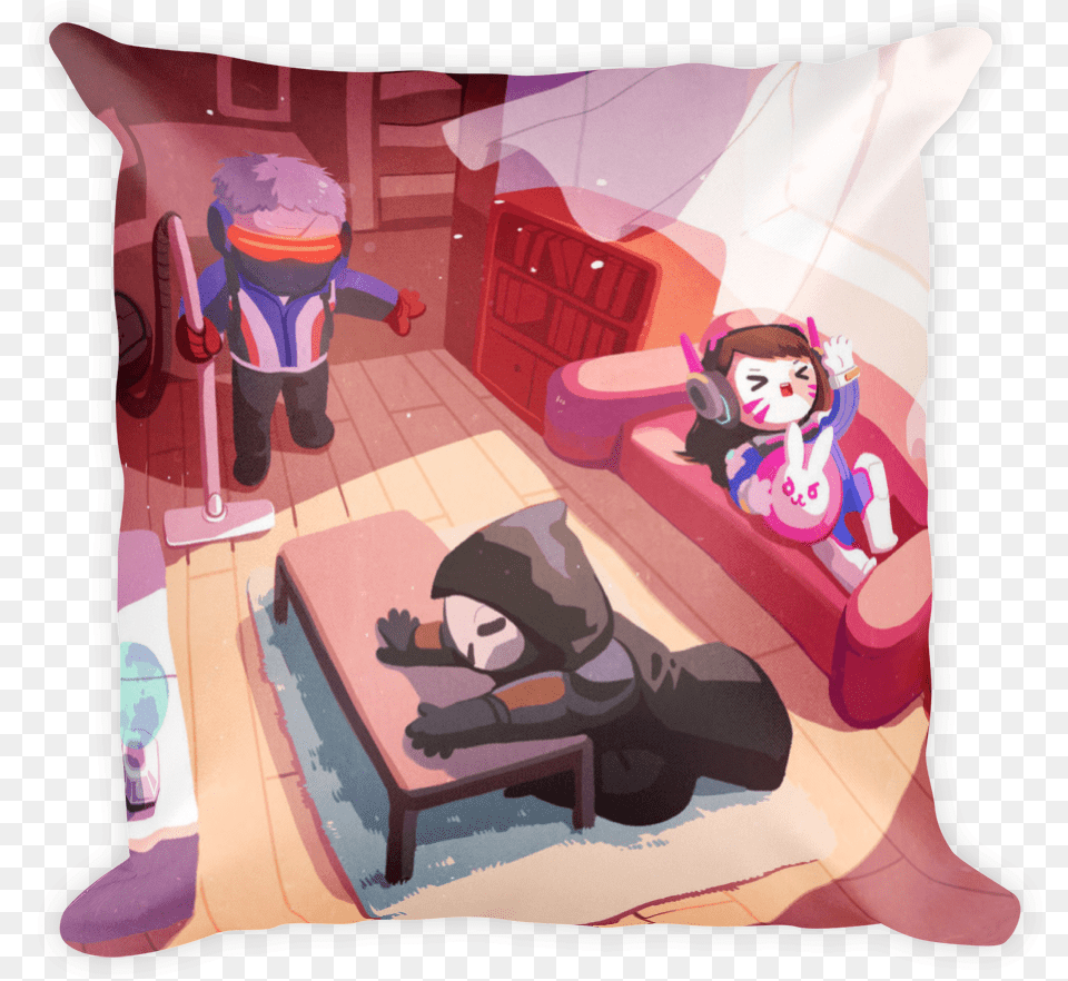D Va And Dad, Cushion, Home Decor, Baby, Person Free Png
