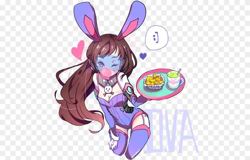 D Va Fast Food Ow Dva Overwatch Tracer Cat, Book, Comics, Publication, Baby Free Png
