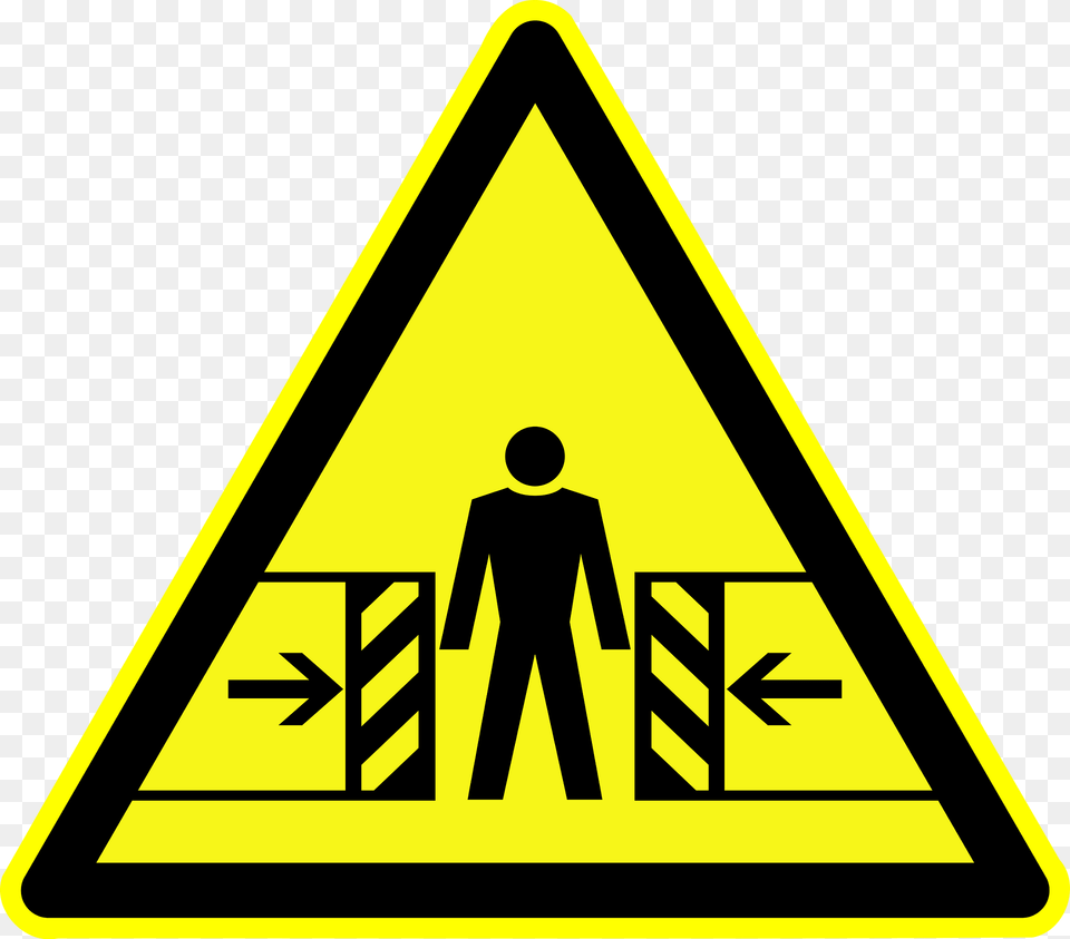 D W023 Warnung Vor Quetschgefahr Ty Clipart, Sign, Symbol, Road Sign, Adult Free Transparent Png