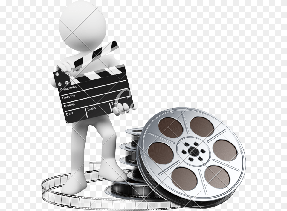 D White People Clapperboard, Reel, Machine, Wheel Free Png Download