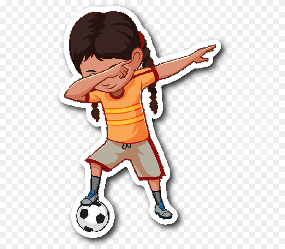 Dabbing Girl Sticker For Car Bumper Clip Art Soccer Girl, Baby, Person, Face, Head Free Png Download