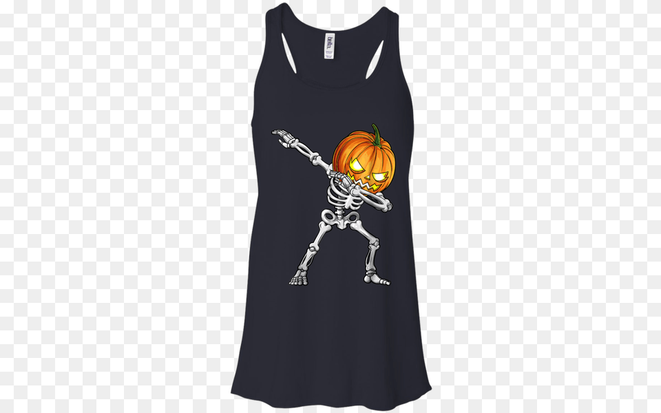 Dabbing Skeleton Shirt Halloween Pumpkin Head Face I M A Dogaholic Disney, Clothing, Tank Top, Blouse Png