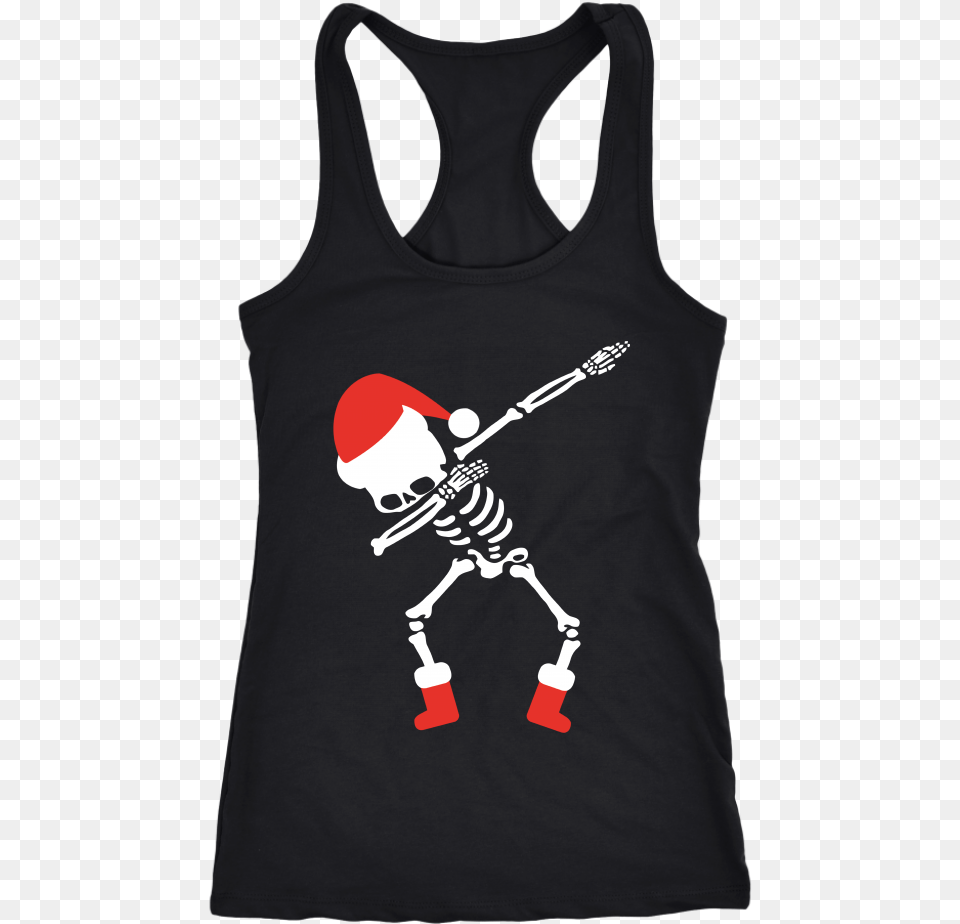 Dabbing Skeleton Skull Santa Christmas T Shirt Dabbing Green Skeleton On Black, Clothing, Tank Top, Person Free Png