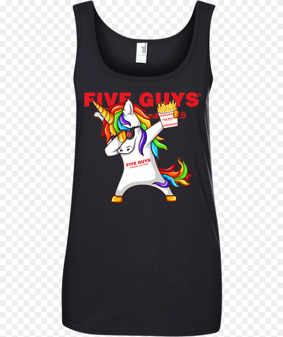 Dabbing Unicorn Loves Five Guys Shirts For Graduation Middle School, Clothing, Tank Top, T-shirt, Animal Png