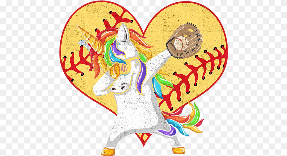 Dabbing Unicorn Softball Spiral Notebook Cartoon Heart Softball, People, Person, Art, Drawing Free Transparent Png