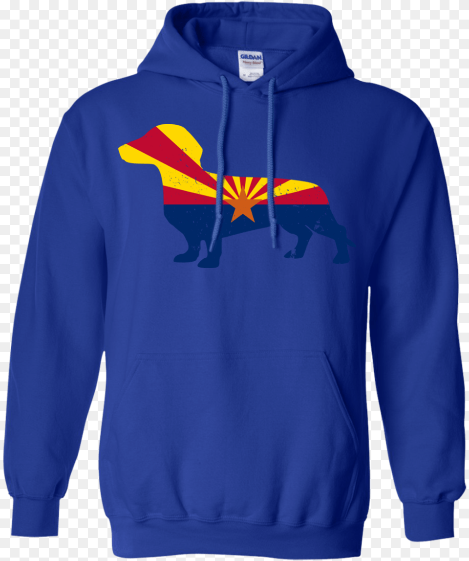 Dachshund Arizona Flag Pullover Hoodie 8 Oz T Shirt, Clothing, Knitwear, Sweater, Sweatshirt Png Image