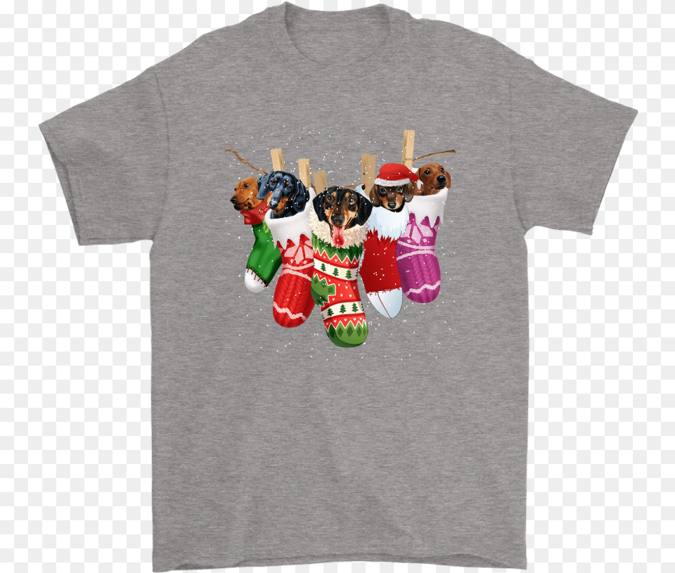 Dachshunds In Christmas Stockings Happy Holiday Shirts T Shirt, Clothing, T-shirt, Glove, Christmas Decorations Free Png Download