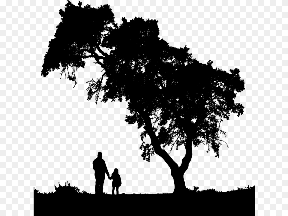 Dad And Daughter Silhouette Father And Daughter Silhouette Clip Art, Gray Png Image