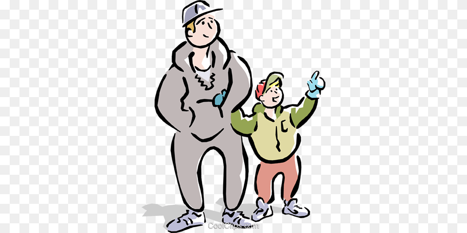 Dad And Son Going For A Walk Royalty Vector Clip Art, Baby, Person, Hat, Clothing Free Png Download