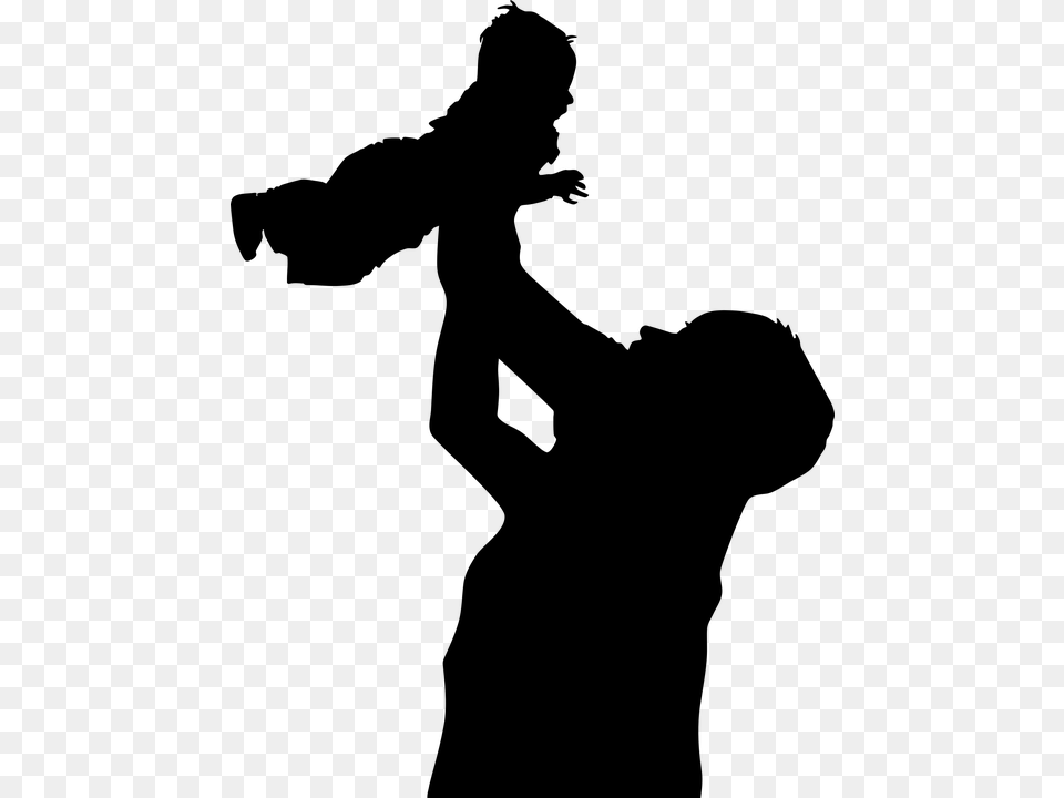 Dad And Son Silhouette, Gray Free Transparent Png