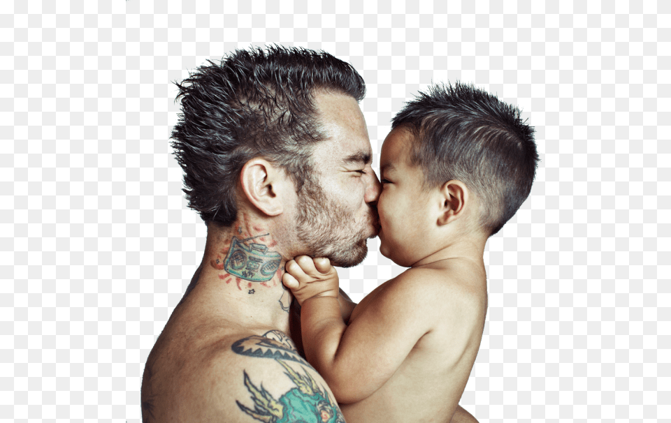 Dad Love Tattoo Men, Person, Romantic, Skin, Kissing Png Image