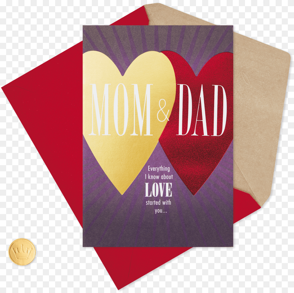 Dad You Two Are My Heart Valentine S Day Card For Mom Construction Paper, Advertisement, Poster, Business Card, Text Png Image