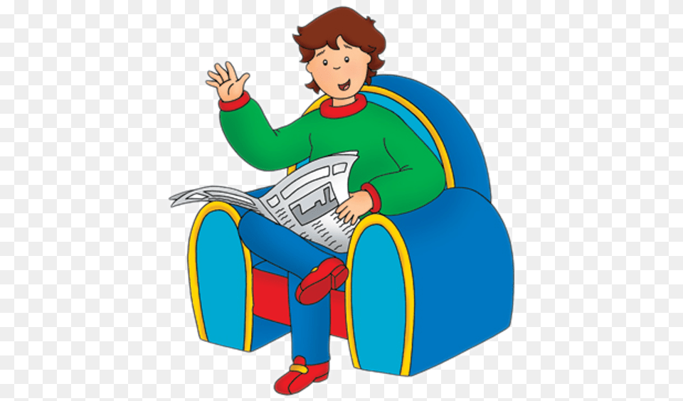 Daddy Caillou Characters, Person, Reading, Baby, Face Free Png Download