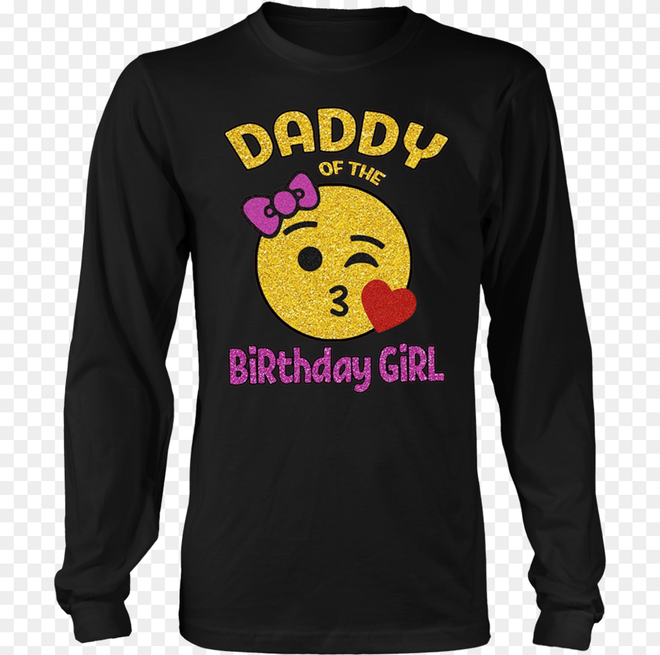 Daddy Of The Birthday Girl Emoji Pink Shirt Kiss Heart Cartoon, Clothing, Long Sleeve, Sleeve, T-shirt Png Image