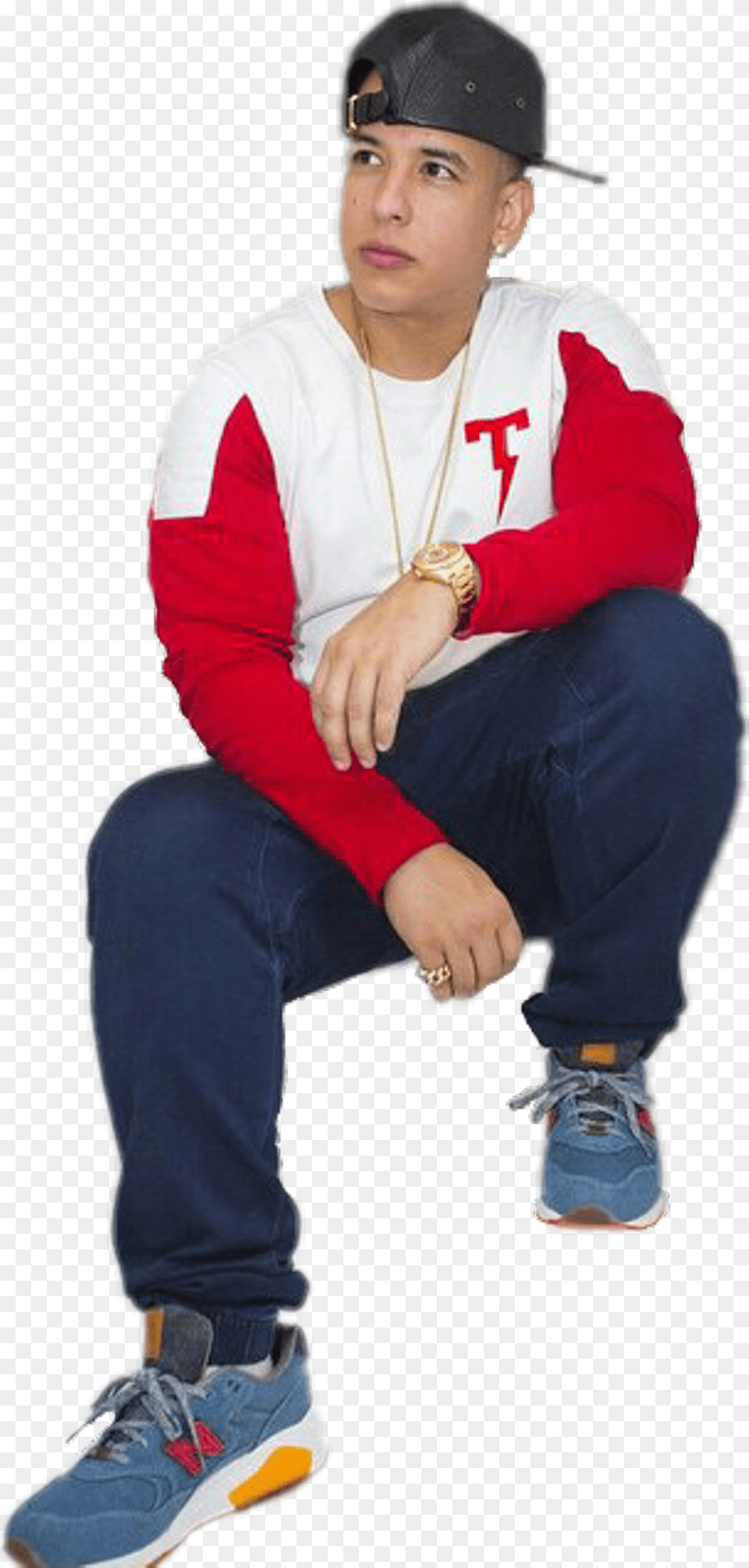 Daddy Yankee, Baseball Cap, People, Shoe, Sitting Png Image