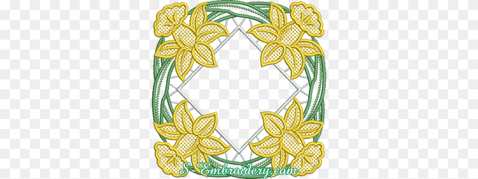Daffodils Cutwork Lace Machine Embroidery Design Embroidery, Pattern, Birthday Cake, Cake, Cream Free Transparent Png