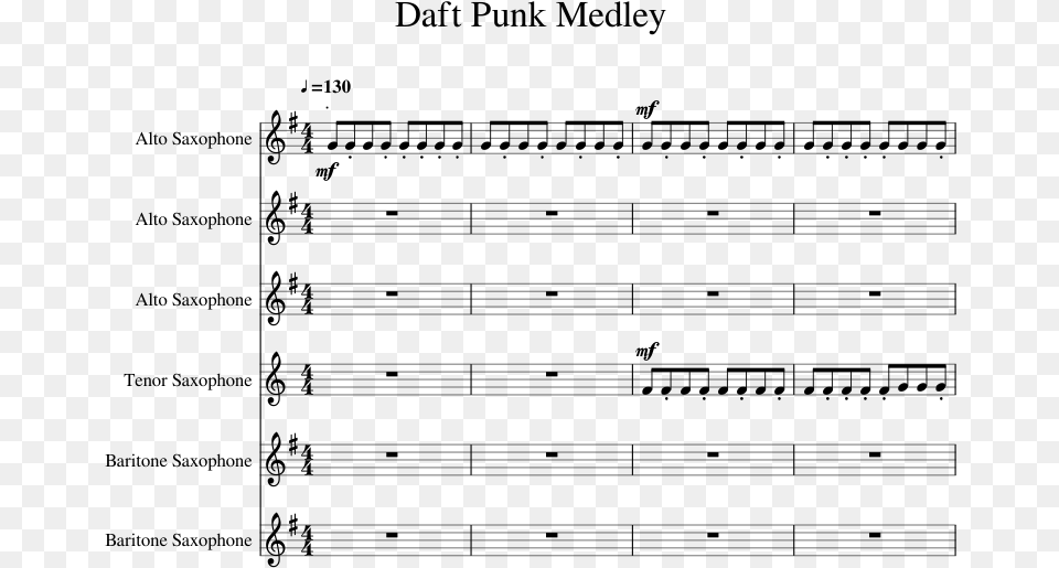 Daft Punk Medley Sheet Music For Alto Saxophone Tenor, Gray Png Image