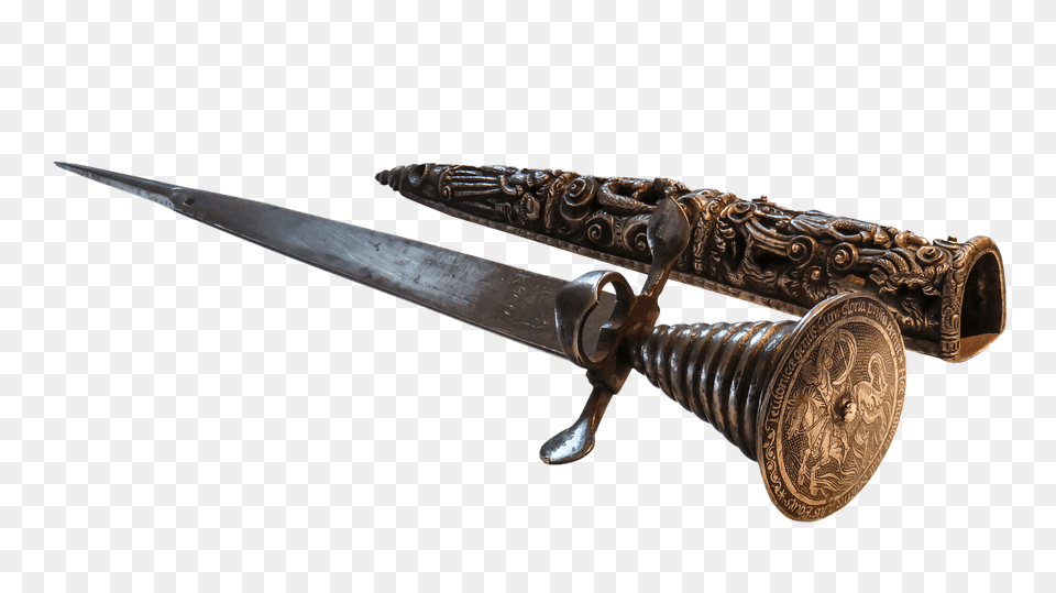 Dagger And Ornate Sheath, Blade, Knife, Weapon, Bronze Free Png