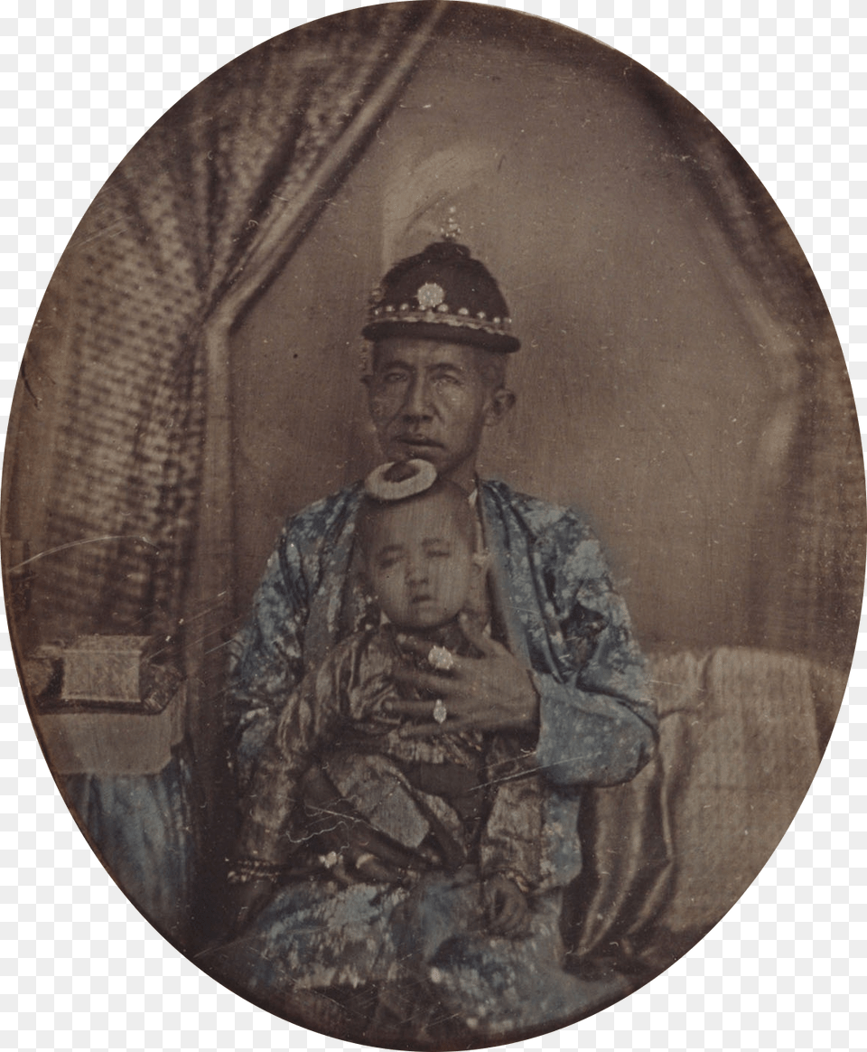 Daguerreotype Of King Mongkut And Daughter 1861 King Mongkut Daguerreotype, Portrait, Art, Face, Head Free Png Download