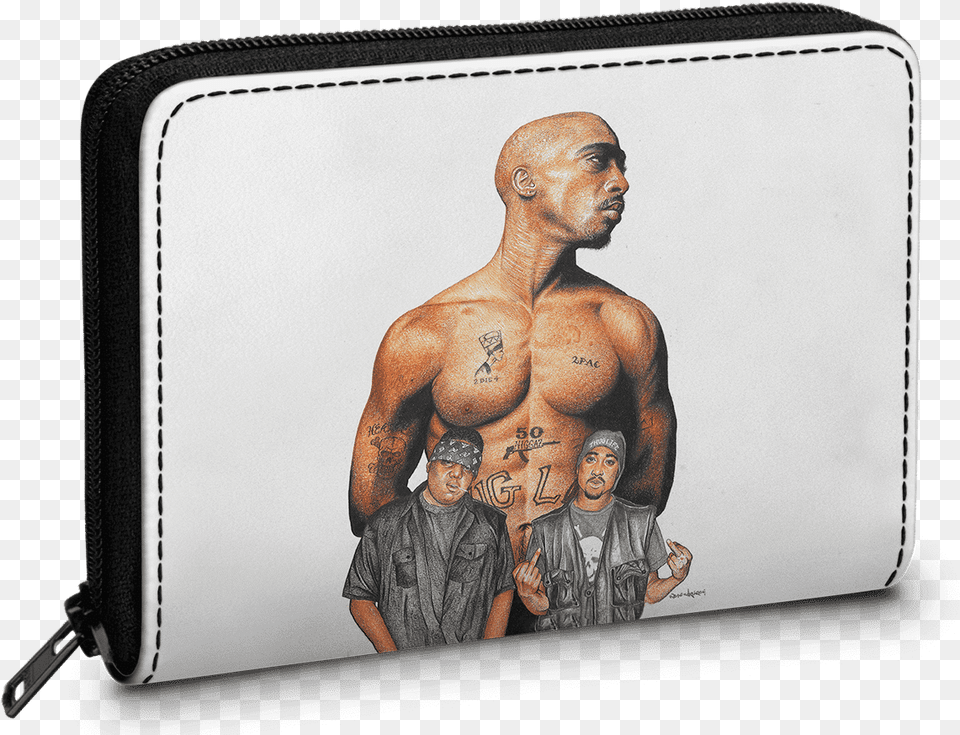 Dailyobjects 2pac Biggie Zipper Slim Card Amp Coin Wallet Tattoo Tupac, Skin, Person, Man, Male Free Transparent Png