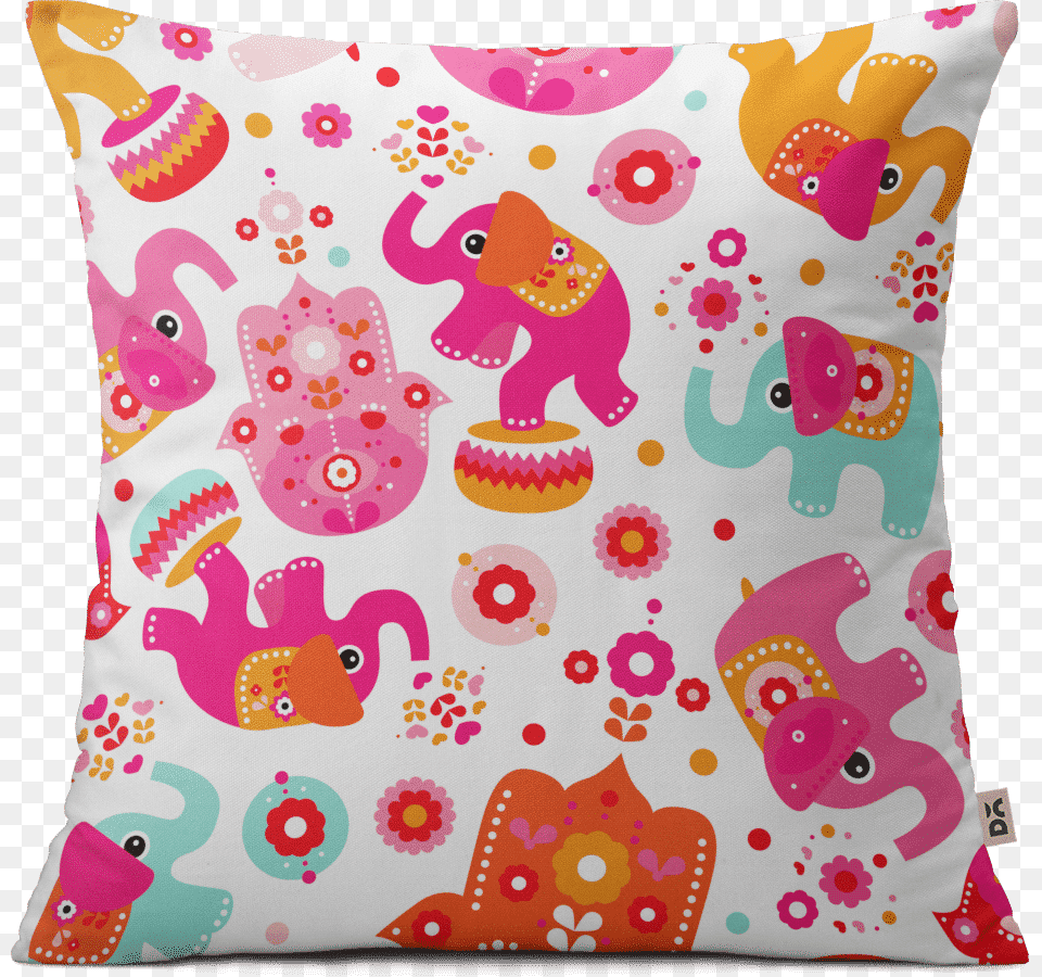 Dailyobjects Elephant Circus Cushion, Applique, Home Decor, Pattern, Pillow Free Png