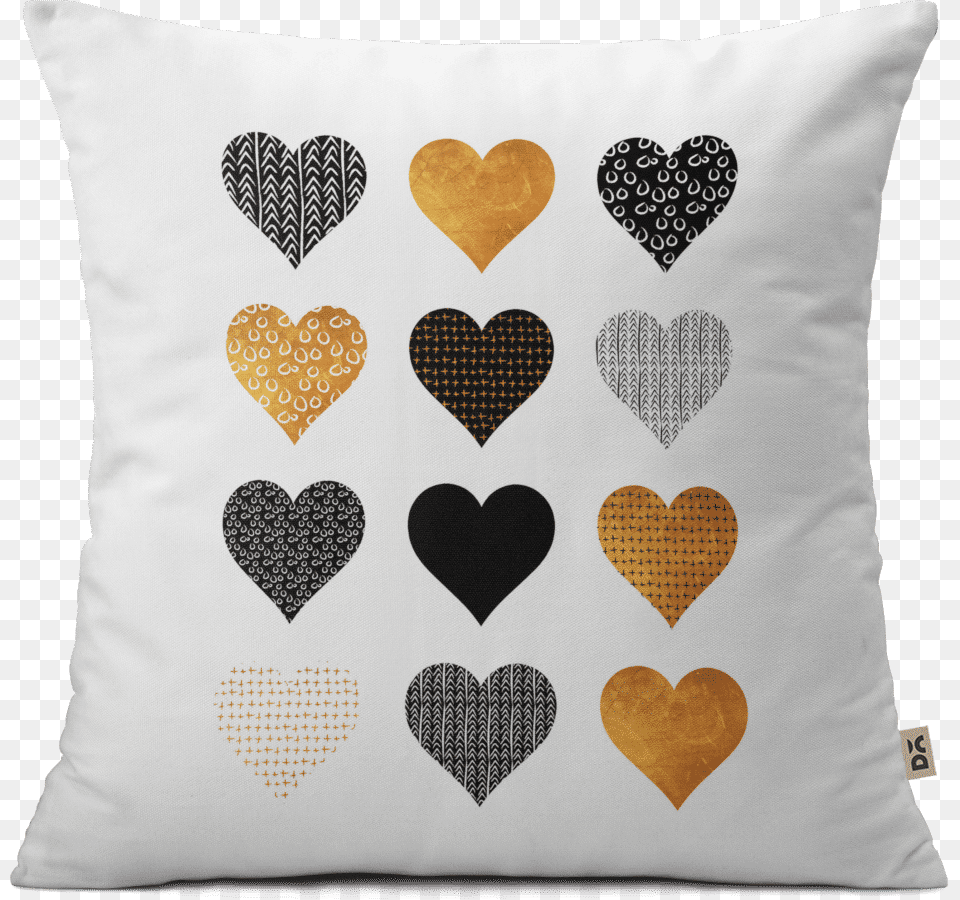 Dailyobjects Gold Hearts 18quot Cushion Cover Buy Online Society6 Gold Black White Hearts Throw Blanket, Home Decor, Pillow, Symbol, Love Heart Symbol Png