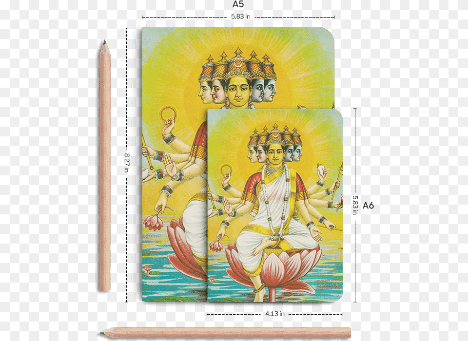 Dailyobjects Indian Mythology Lakshmi A5 Notebook Plain Gayatri Pariwar, Person, Art, Painting, Adult Png Image