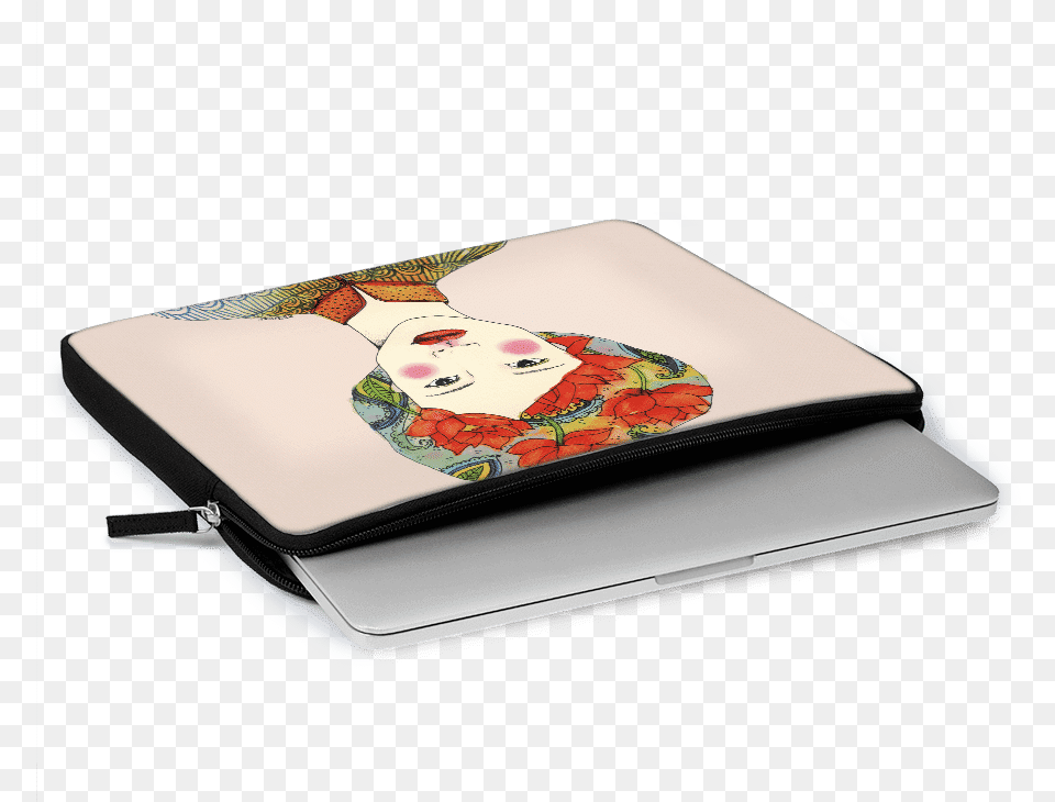 Dailyobjects Lotus Girl Ballistic Nylon Zippered Sleeve Leather, Accessories, Diary, Wallet, Face Free Png Download