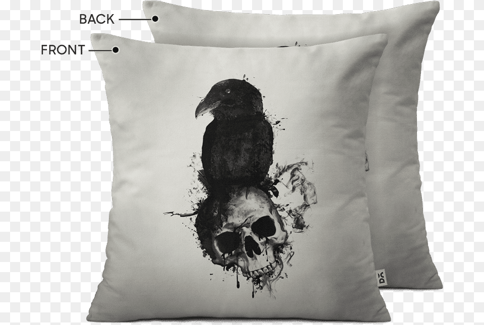 Dailyobjects Raven And Skull 12quot Cushion Cover Buy Raven And Skull Tattoo Art, Animal, Beak, Bird, Home Decor Free Png