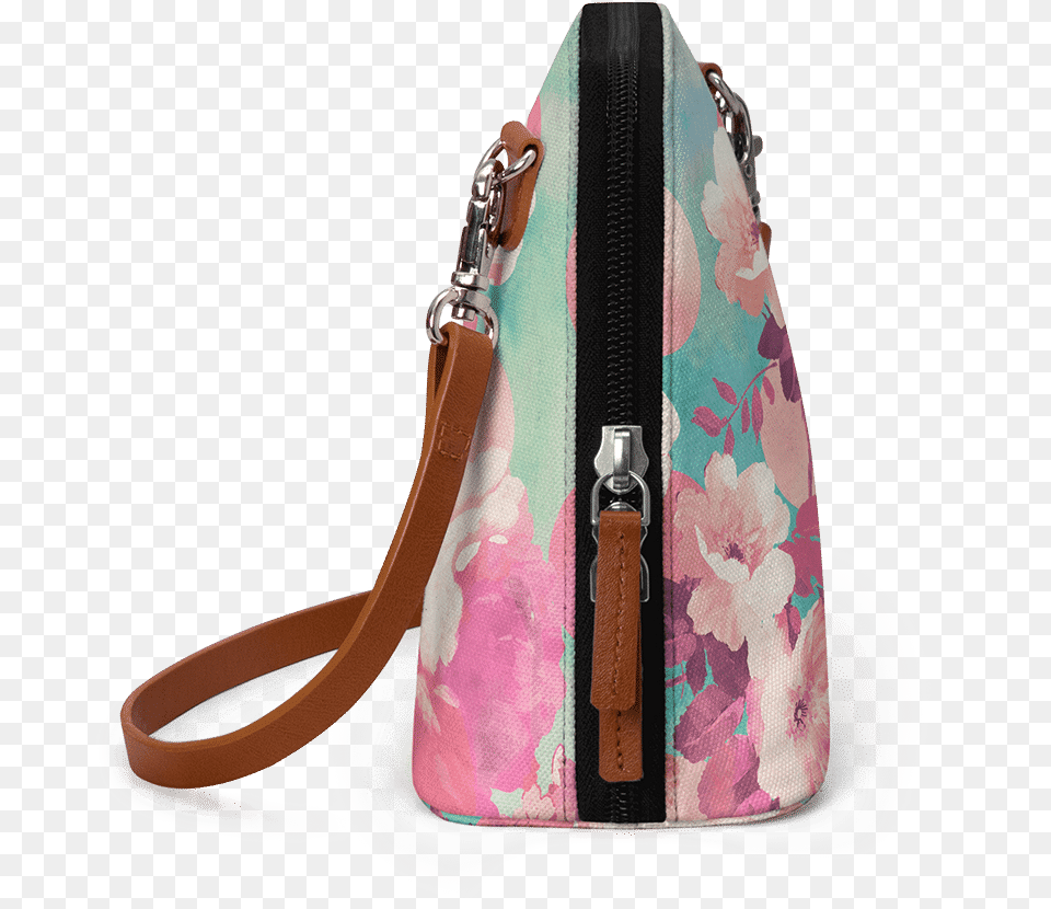 Dailyobjects Romantic Pink Retro Floral Pattern Teal Shoulder Bag, Accessories, Handbag, Purse, Canvas Free Png Download