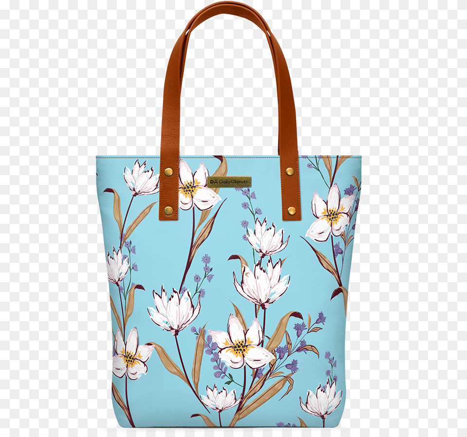 Dailyobjects Sky Blue Lillies Classic Tote Bag Buy Online In Flower, Accessories, Handbag, Purse, Tote Bag Png Image