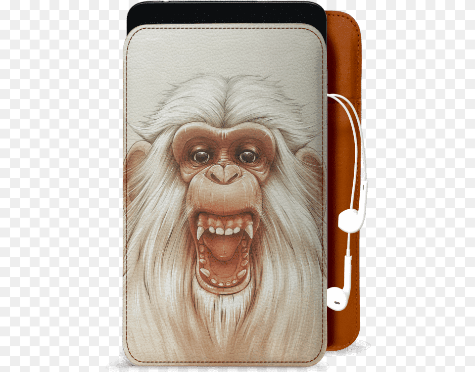 Dailyobjects Twam Monkey Real Leather Sleeve Case Cover Great White Angry Monkey Wall Tapestry Small, Electronics Png