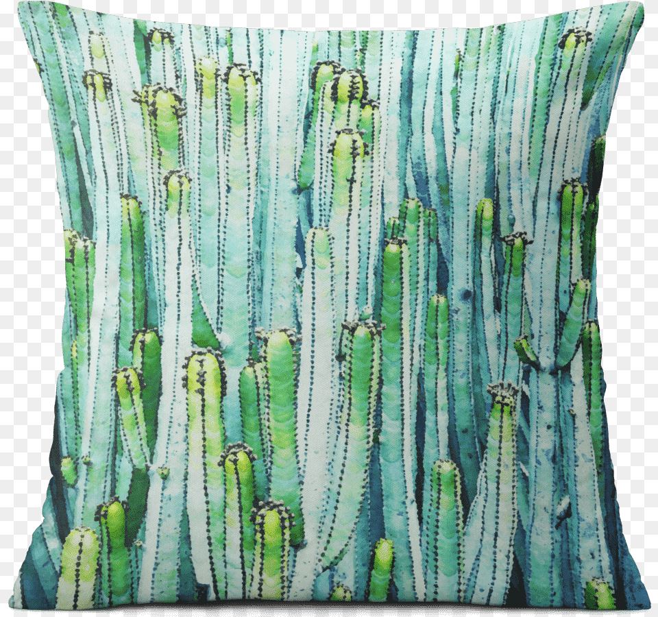 Dailyobjects Watercolor Cactus 18 Cushion Cover Two Sided Print With Portable Network Graphics, Home Decor, Pillow, Plant Png Image