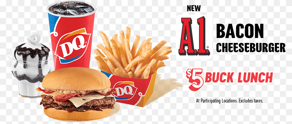 Dairy Queen 5 Buck Lunch A1 Bacon Cheeseburger, Burger, Food, Fries, Cup Free Png Download
